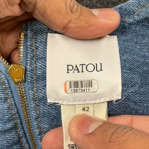 💙 Patou Aurelie Rare Blueberry Denim Dress – Sleeveless, Puff Ruffle, Tailored - Picture 2 of 14